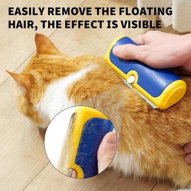 Щітка для собак та котів – двоколірна синьо-жовта, видаляє відмерле волосся та підшерсток, для собак та котів