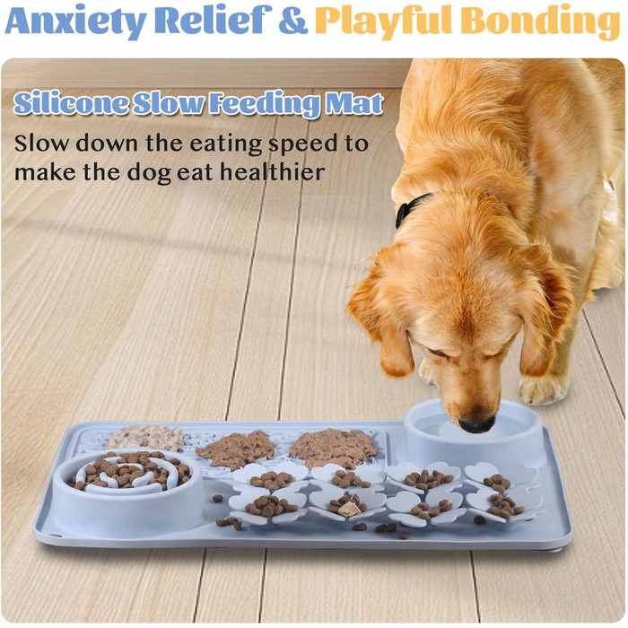 Силіконовий килимок для годування собак та котів - Slow Feeder, антиковзкий, інтерактивний, пазл-годувальник, для швидких їдців (Блакитний)