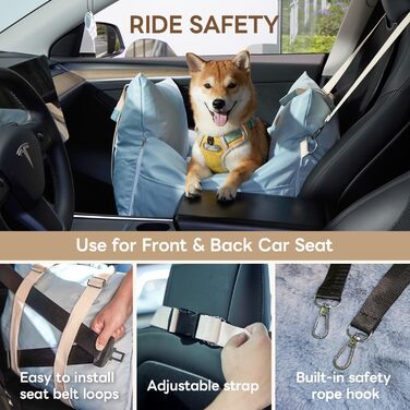 Автокрісло для собак PETTENA: м'яке, знімне, з кишенями для зберігання, для маленьких та середніх порід