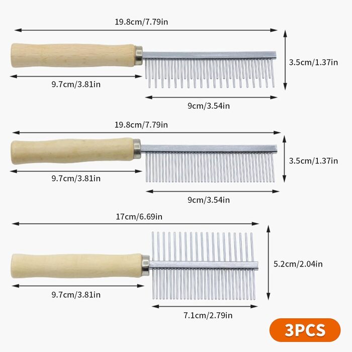 Набір гребінців для грумінгу тварин: гребінці для собак та котів з нержавіючої сталі, для видалення підшерстка