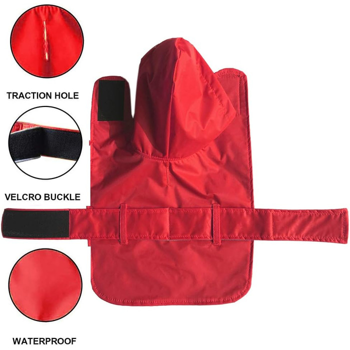 Дощовик для собак LeerKing: теплий, водонепроникний, для маленьких, середніх та великих собак, червоний, XL