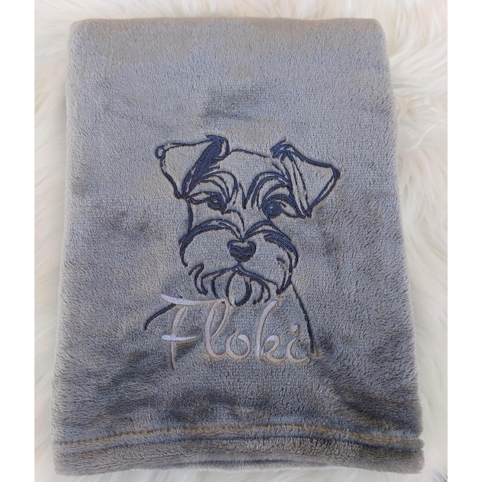 Персоналізована ковдра для собак з вишивкою породи та імені. М'яка ковдра для цуценят та собак, 130x170 см, для дому, авто, софи, сіра, washable