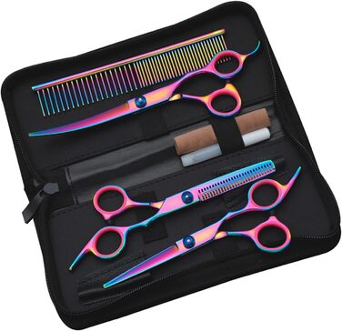 Набір для грумінгу собак, професійний, з нержавіючої сталі, безпечні кругові кінчики, 7-в-1, для собак та котів