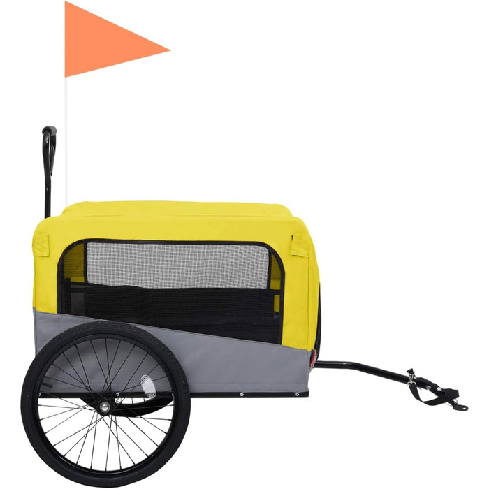 LAPOOH 2-в-1: велосипедний причіп та візок для собак/дітей, комфортний, жовто-сірий