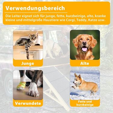 Рампа для собак YRHome, 100x40x60 см, дерев'яна, для великих собак та котів, до 100 кг, регульована висота, антиковзаюча, для ліжка, дивана, авто