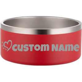 Персоналізований миска для собак та котів – нержавіюча сталева годівниця з іменем, протиковзна миска для собак та котів, поїльник (червоний)