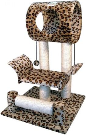 Когтеточка для котів Go Pet Club з будиночком, леопардовий принт, 44,5×45,7×71,1 см