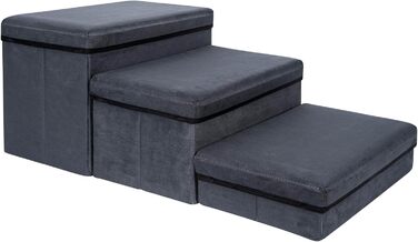 Сходинки для собак з місцем для зберігання, 2 сходинки, складані, широка пандус для домашніх тварин, неслизькі сходи для собак, драбина для домашніх тварин, сходи для собак та котів маленьких та великих порід, темно-сірий 60×40×30 (квадрат)