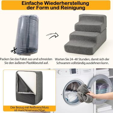Сходинки для собак Costway - 4 сходинки, з антиковзким покриттям, для собак та котів, сірі