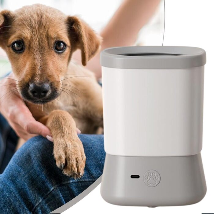 Миска для миття лап собаці, очищувач лап - мийка для лап собаки, двоступенева миска для миття лап, аксесуари для миття лап домашніх тварин, ідеально підходить для кемпінгу та прогулянок на вулиці, сірий колір