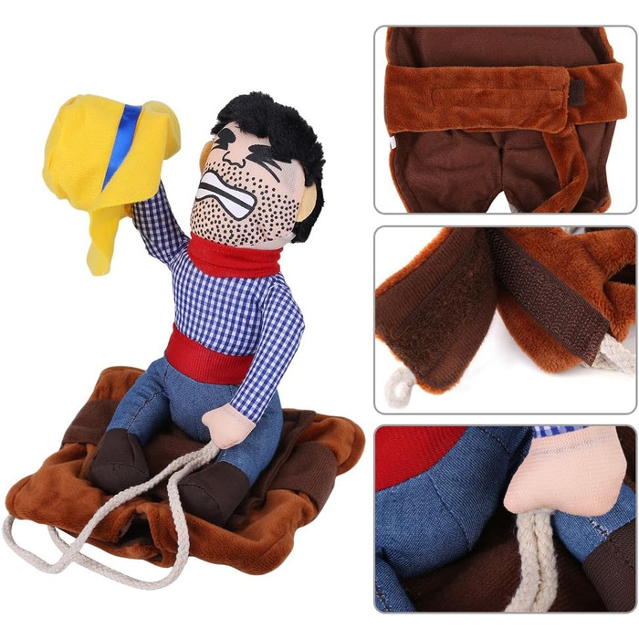 Костюм для собак: Веселий ковбой, костюм для коня, костюм для собак, костюм лицаря, з маскою та капелюхом для Хелловіну, косплей, вечірка (L)