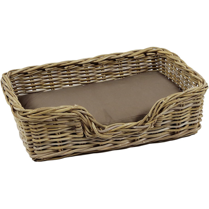 Корзина для собак Kobolo з ротанга з подушкою, 63x42x18 см