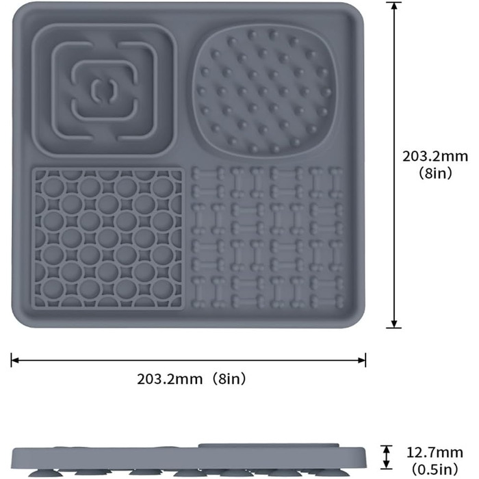 Лежанка-смакота для собак Bibykivn Schleckmatte: антистрес, купання, догляд, дресирування. З присоском. Рожевий+Сірий, квадратна