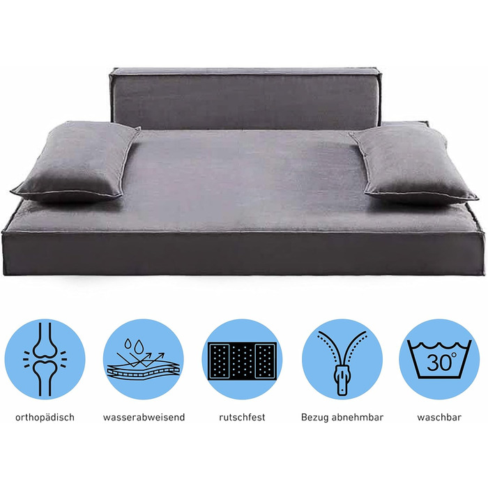 Ортопедичне ліжко для собак HomeConic середнього розміру - м'яке диван-ліжко з Memory Foam, зручне місце для сну, ліжко для собак та котів, сірого кольору