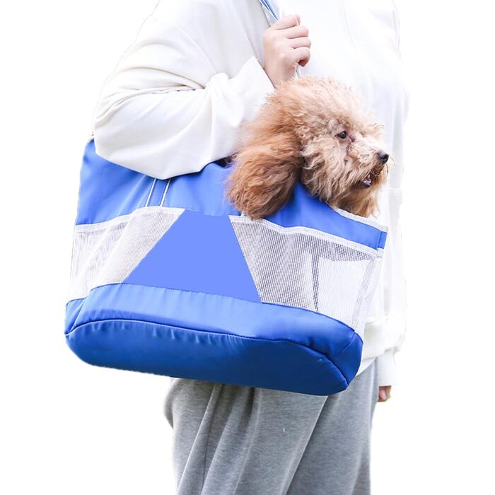 Сумка-переноска для собак та котів XINCHI, блакитна, дихаюча сітка, для прогулянок та активностей на відкритому повітрі