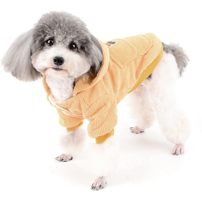 Зуена зимовий теплий пуховик для маленьких собак. М'який, з бавовни, з капюшоном. Тепла піджака для цуценят, ідеально для холодної погоди. Підходить для Чихуахуа. Колір: зелений. Розмір: S, жовтий