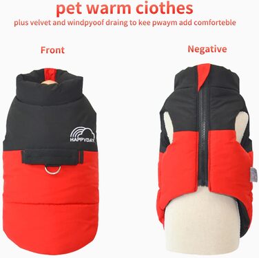 PETCUTE Зимовий теплий водонепроникний одяг для собак, куртка для малих, середніх та великих собак, з отвором для повідка, ідеально підходить для зими, осені та весни, M, червоний