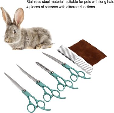 Набір професійних ножиць для грумінгу собак та котів, 17.8 см, зелений