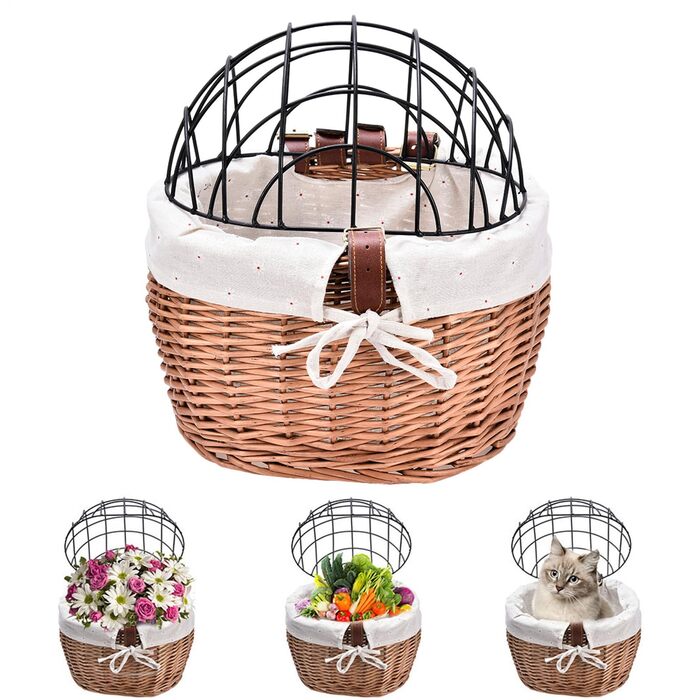 Ручний плетіний кошик для велосипеда з підставкою для собак та котів | Зручний, міцний, знімний | Ідеально для міста