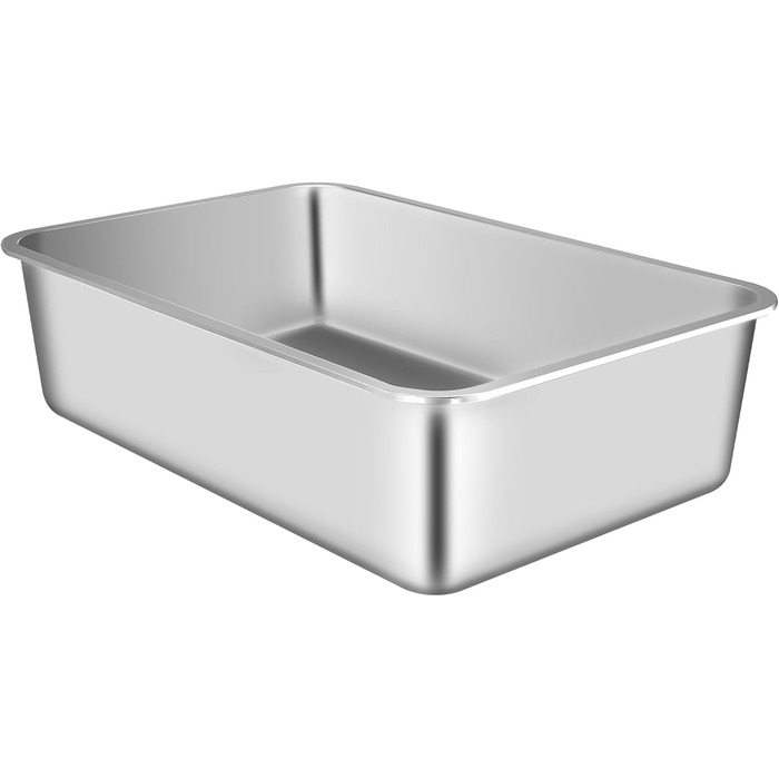 VEVOR XL котячий туалет з нержавіючої сталі, 2 шт, 60×40×15 см, з совком, широким фільтром і високим бортом, без запаху, для великих котів