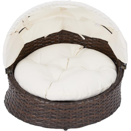 Крісло-ліжко для котів та собак Teamson Pets Clotho з відкидним балдахіном та знімним подушкою, коричнево-кремове, ST-N10004-UK