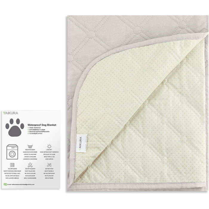 Водонепроникний коврик для собак, 137 x 208 см, килимок для домашніх тварин, ковдра для собак, неслизький, міцний, багаторазовий, можна прати в пральній машині, захист для дивану, ліжка, автокрісла, темно-сірий (Бежевий, S (76x190 см))