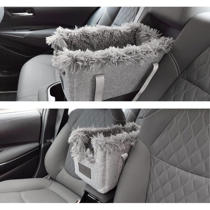 Підлокітник для собак у авто | Універсальний, миючий, зносостійкий, для середніх собак | Підходить для центральної консолі, переднього сидіння, пасажирського сидіння, заднього сидіння | Сумка для собак, для маленьких собак | Колір: сірий