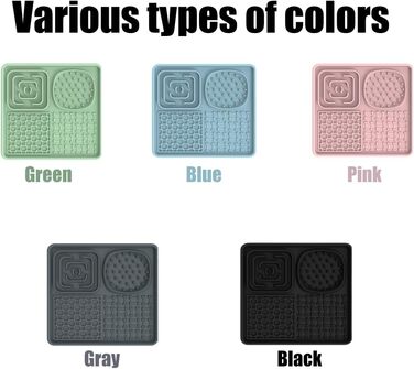 Лежанка-заспокійлива для собак Bibykivn Schleckmatte, з присосками, для купання, догляду та дресирування. Антистресова кормушка для собак та котів, зелено-сіра, квадратна (2 шт.)