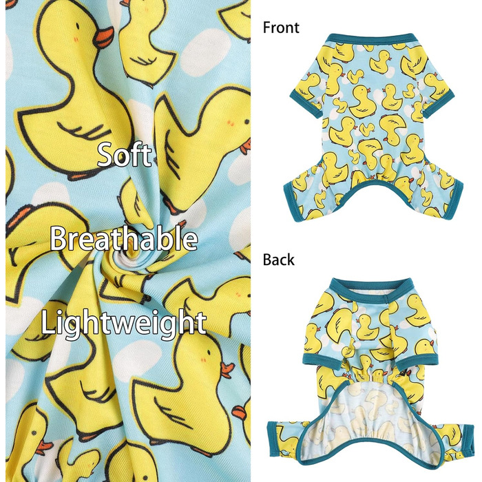 Жовтий комплект піжами для собак, теплий та літній одяг для маленьких собак, цуценят, котів. М'який, еластичний, комплект для домашніх тварин (Small)