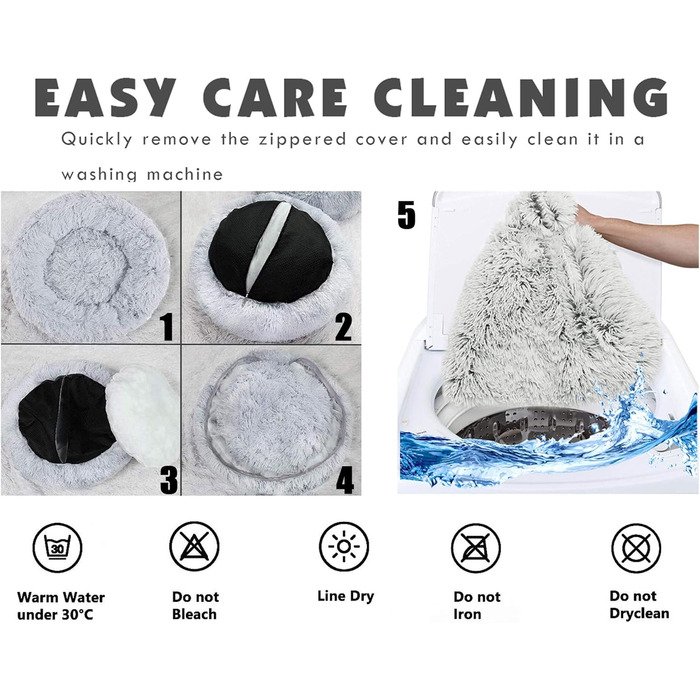 Крісло-ліжко для собак великих порід, миється, подушка для собак та котів, лежанка для собак, кошик для котів, кругле м'яке пухнасте ліжко для тварин, 110x110x20см, Бежевий колір