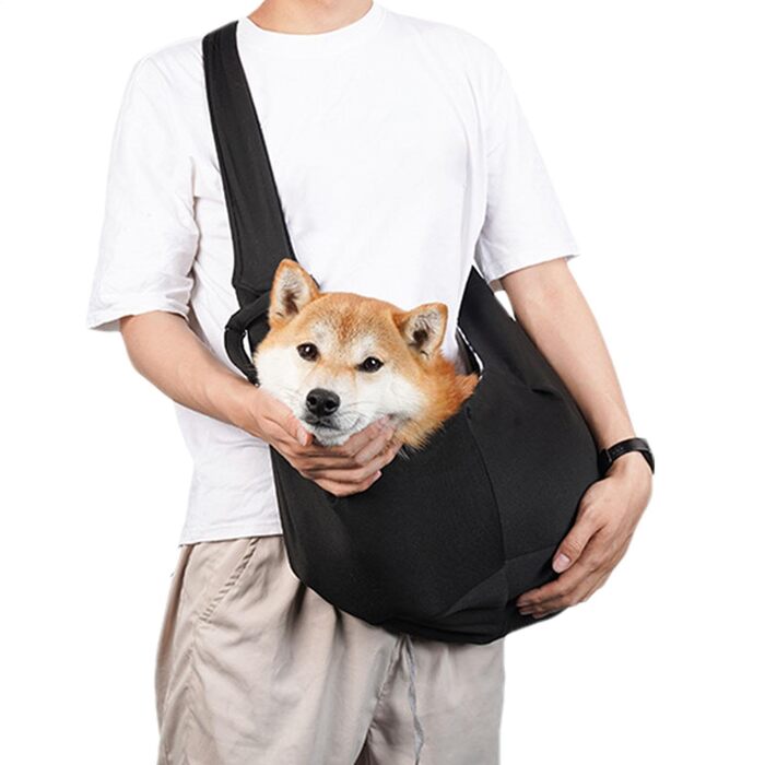 Транспортер для домашніх тварин, переноска для собак та котів з регульованим ременем, чорна