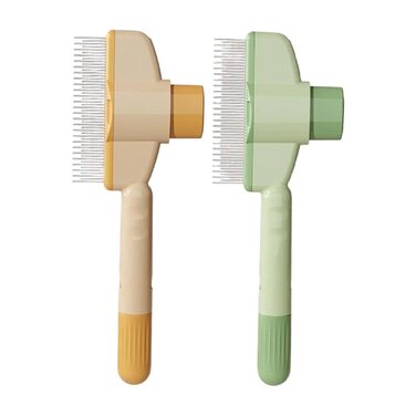 Щітка для котів та собак, видалення шерсті, з кнопкою очищення, для довгої та короткої шерсті, сіра. Інструменти для догляду за тваринами