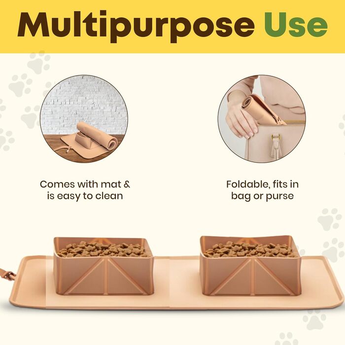 Складні миски для собак та котів, 2 шт. Зіліконовий посуд для тварин, портативні миски для подорожей, чорний