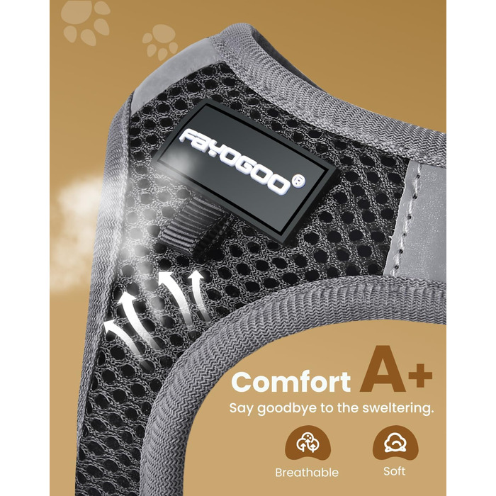 Шлейка для котів FAYOGOO з поводом, шлейка для котів анти-вислизання, регульована, з світловідбиваючими смугами, чорна M (1 шт.)