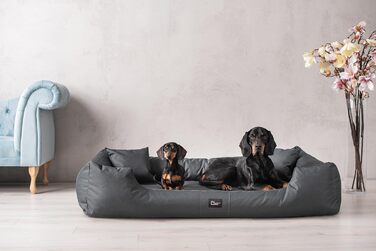 Ортопедичне ліжко для собак Puffi Orto, велике, середнє, маленьке - подушка для собак, килимок для собак з поліестеру - водовідштовхувальне, довговічне, зняття болю, стійке до зношування (XXL+|130x100см, Графіт)