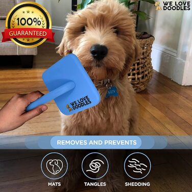 We Love Doodles - щітка для вичісування собак середніх і довгошерстих порід, зручна ручка, синя
