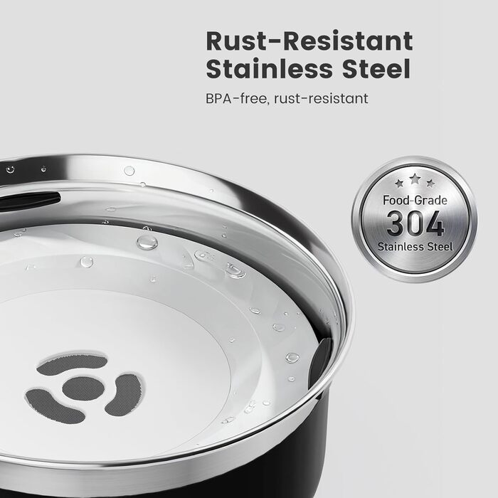 Миска для води для собак Garder Pet без облизування, нержавіюча сталь, витокостійка, протиковтання, для великих собак, для використання в приміщенні та на вулиці, запобігає краплинню, білий колір (2L, чорний)