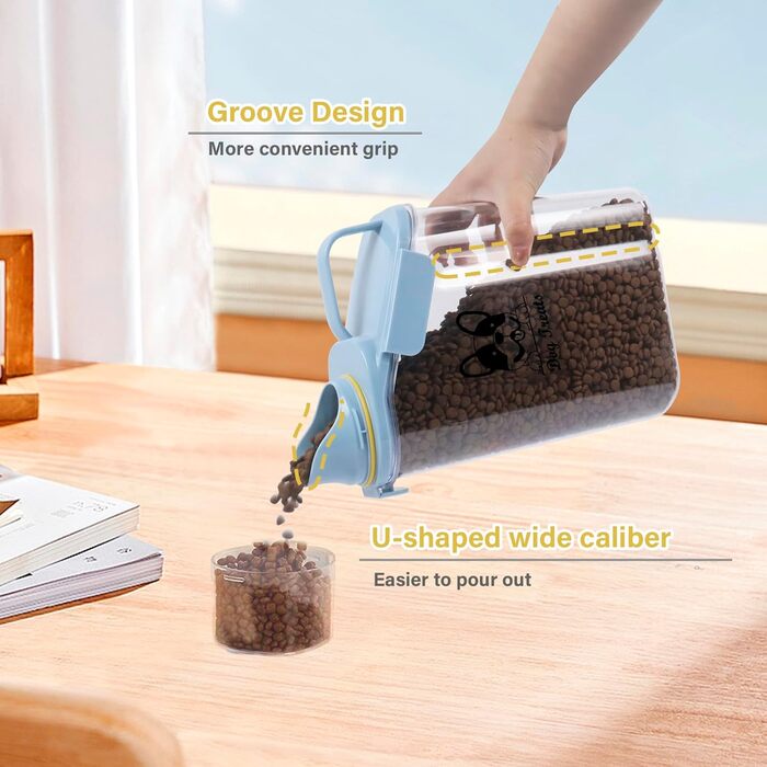 Контейнер для корму для собак 2.8L, водонепроникний, BPA-free, прозорий, зелений