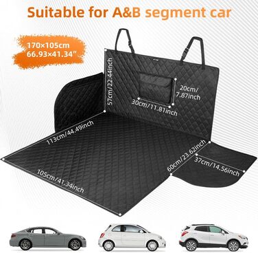 Захист для багажника автомобіля KYG для собак з неслизьким дном, захистом бокових панелей та краю завантаження, універсальний килимок для багажника, ковдра для собак в авто, водонепроникний та стійкий до подряпин 195 * 105 см (потовщений + 1 кишеня)