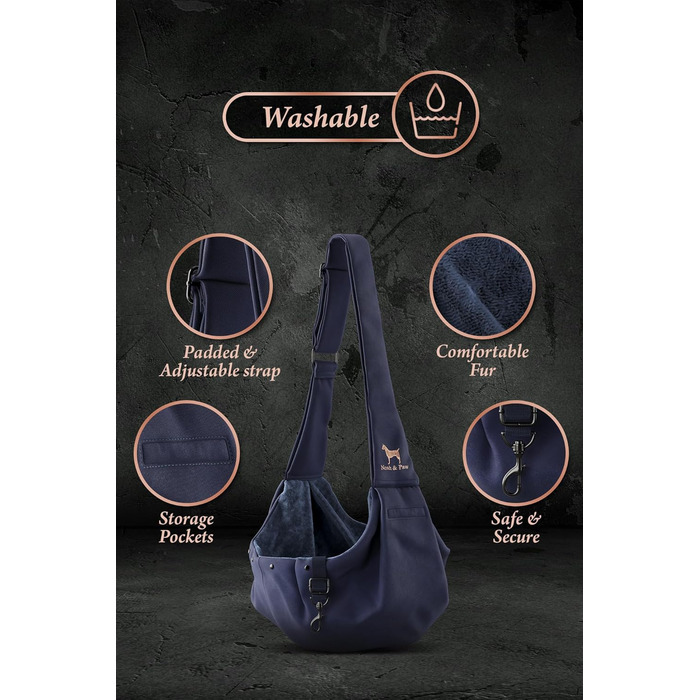 Трансформер для собак Noah & Paw до 5 кг: зручна переноска з регульованим ремінцем та м'яким хутром, подвійний захист, преміум-тканина Twill