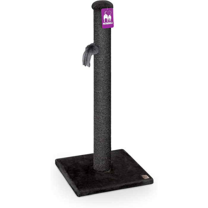 Дряпка для котів Petrebels Maine 90 см, з міцною основою та сизалевим стовпчиком, 40 x 40 x 90 см, чорного кольору