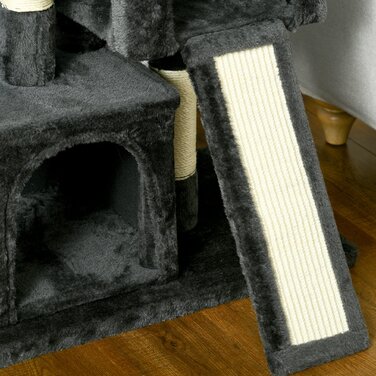 PawHut Sisal Cat Tree до 30 кг Cat Tree з кігтеточкою Sisal Column Плюшевий темно-сірий для активних кішок