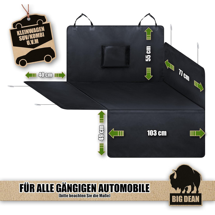 Захисна килимок у багажник BigDean для собак та багажу з захистом бокових стінок та бампера – водонепроникний та брудовідштовхуючий