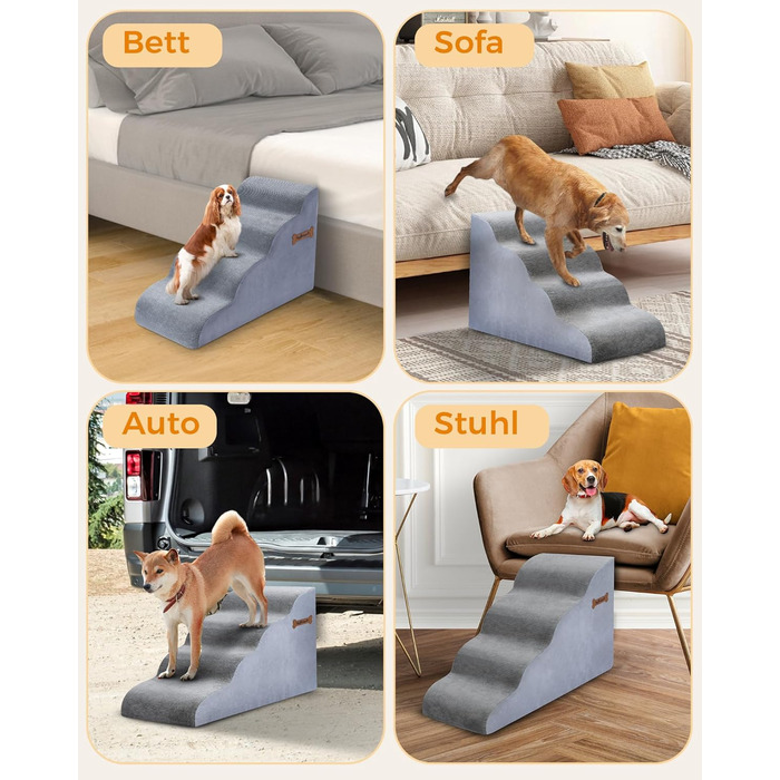 Сходинки для собак 5-ступеневі, 60 см - зручні сходи для тварин на диван та ліжко, антиковзкі, для маленьких собак та котів