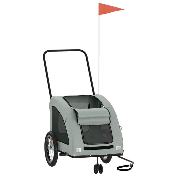 Причеп для собак та котів, велосипедний, сірий, Oxford-тканина та метал, для середніх собак, цуценят та котів