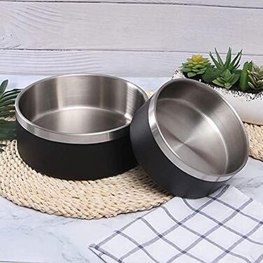 Миска для собак та котів з нержавіючої сталі Gteller, подвійні стінки, 907 мл, чорна