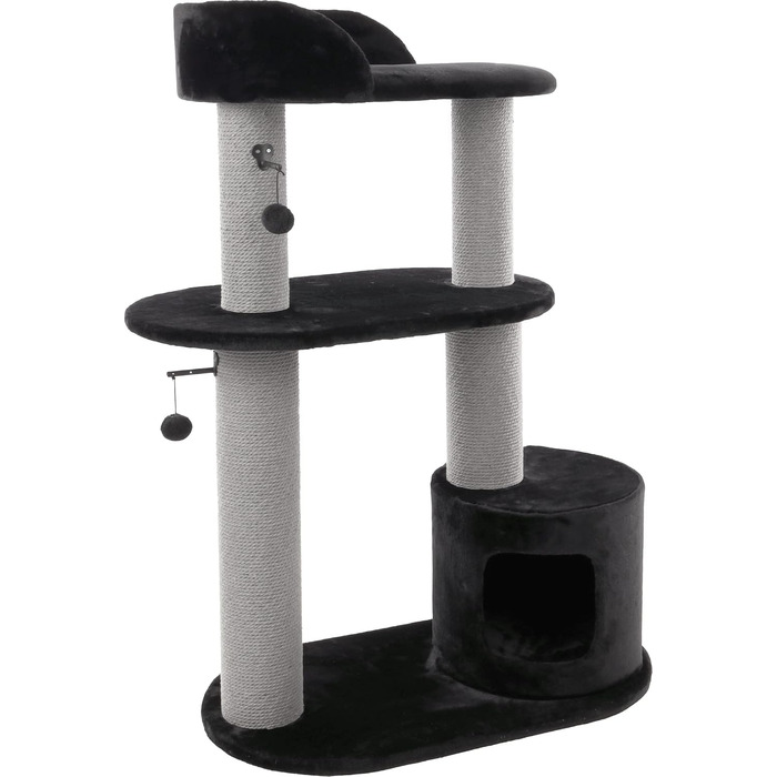 Дряпка для котів Flamingo – коричнева, 78 x 49,5 x 121 см – велика з платформами та прихованими місцями