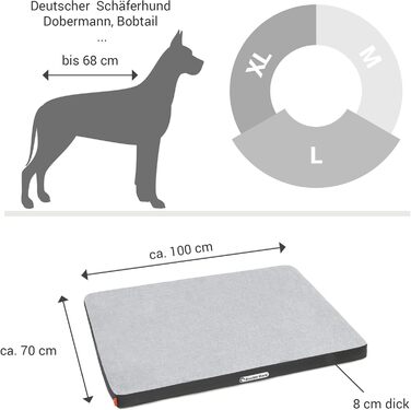 Ортопедичний матрац для собак Doctor Bark з флісовою поверхнею, великий (100x70 см, сірий)