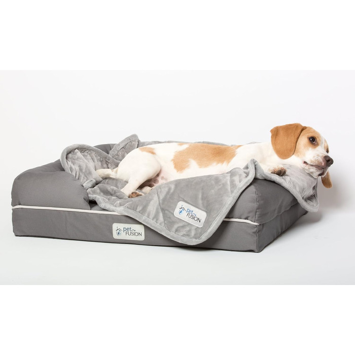 PetFusion Premium Plus стьобана ковдра для собак і котів, мікроплюш, 100% поліестер, сіра, легка, двостороння, розмір S (31 x 27 дюймів)