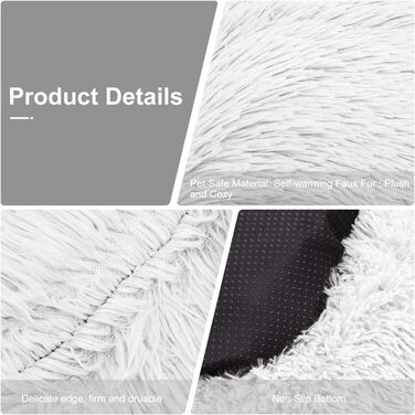 Кругле плюшеве ліжко для собак та котів, 50x50x20 см - Біле